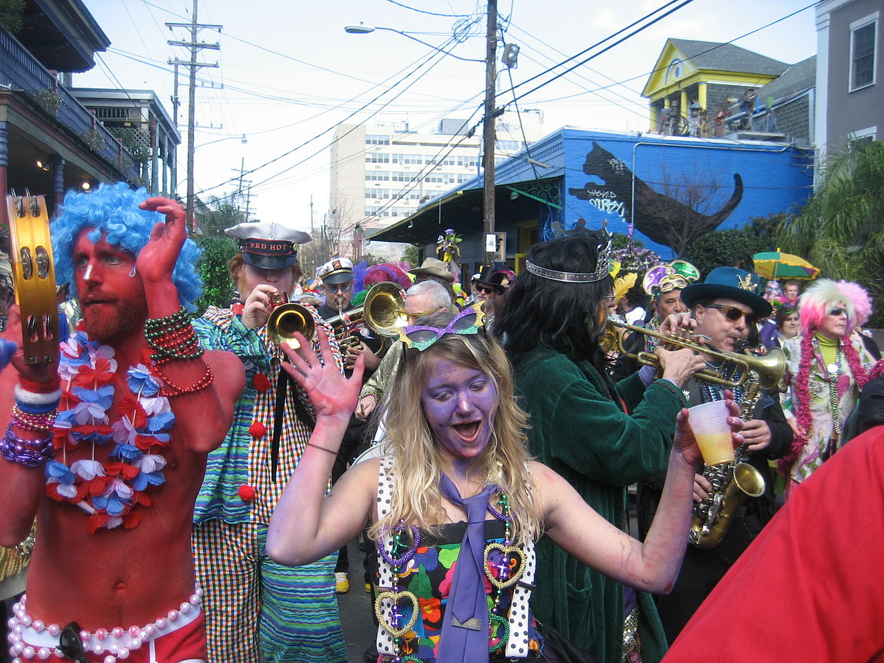 Revelers on Royal Street in the French Quarter, Mardi Gras Day 2009